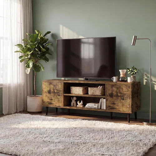 Vista 6 de JUMMICO Soporte de TV moderno Mid-Century con almacenamiento, 50 pulgadas Gris